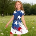 thumbnail image 5 of YUANxueke Girls 4th of July Mini A-Line Dresses Crew Neck Short Sleeve Patriotic Dress Independence Day Outfit for 4-14 Years, 5 of 8