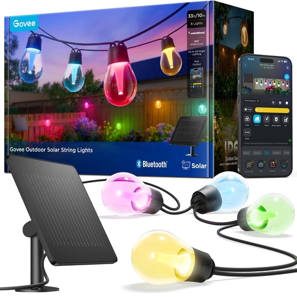 Guirlandes Lumineuses Solaires d'Extérieur Govee 10 m RGBICW Bluetooth