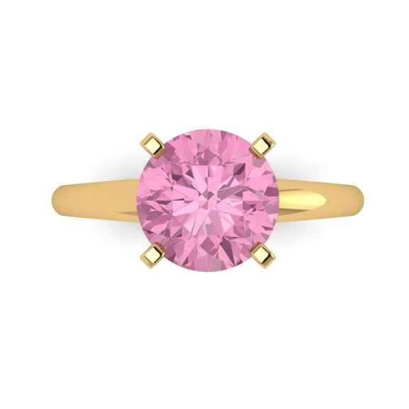 Clara Pucci 14K Yellow Gold 2.5ct Pink Solitaire Ring for Women