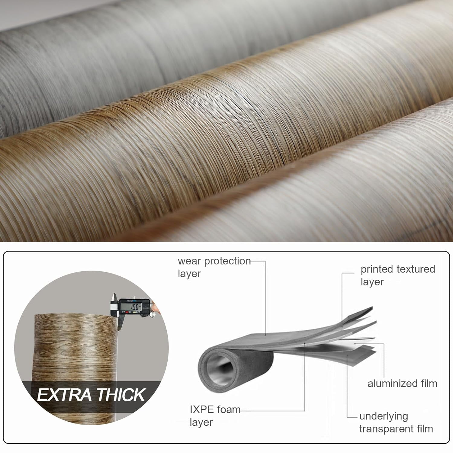 Homease PVC Peel and Stick Vinyl Flooring Roll 23"x 393"/64 Sq.Ft,Thicken Self-Adhesive Vinyl Wood Planks - Waterproof, Wear-Resistant,Easy DIY Install - Walnut