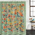 thumbnail image 2 of Boho Green Flowers Shower Curtain, Waterproof Shower Curtains for Bathroom, Spring Abstract Watercolor Floral Leaf Washable Fabric Bathtub Curtain Set Bath Decor with 12 Hooks 72"x78", 2 of 8