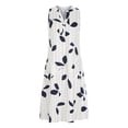 thumbnail image 3 of Estbridge Robes d'Été pour Femmes Décontractées Plissées Amples Évasées Midi pour Femmes Imprimé Floral Longueur Genou Grande Taille Robe Col Ras du Cou Manches Courtes Robe d'Invitée de Mariage Économies d'Été Liquidation, 3 of 6