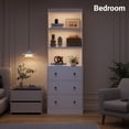 thumbnail image 3 of NEGYLIM 71" Bookcase with Drawers & Shelves, Wooden Bookshelf with Charging Station & Adjustable LED Lights, Anti-tipping Design for Living Room Home Office, White, 3 of 15
