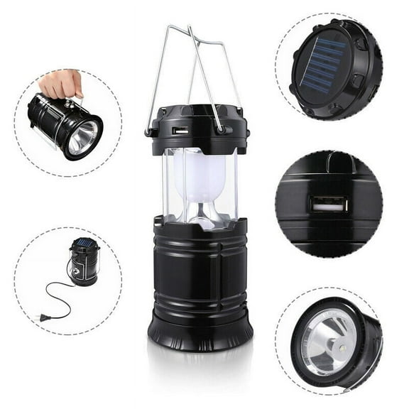 LED Solar Camping Lantern Flashlight Waterproof Survival Lights for Camping Hurricanes Emergencies Power Outages Homes Outdoor