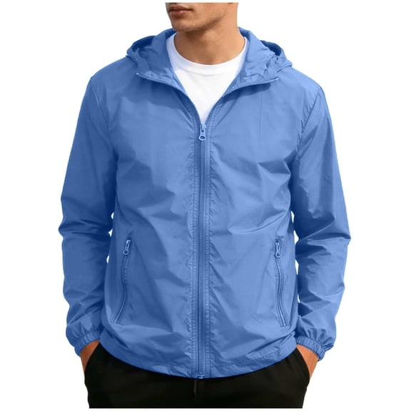 Bosfbaoi Hooded Windbreaker Jackets for Men Full Zip Lightweight Casual Outdoor Packable Windproof Jacket