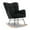 Black, variant on New Rocking Chair Nursery, Teddy Upholstered Glider Rocker w/Ergonomic High Backrest, Rubber Wood Legs & Side Pocket, Patchwork Modern Accent Chair for Bedroom, Living Room, Offices