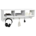 thumbnail image 1 of Costway Wooden Wall Mounted Coat Rack Hanging Cubby Organizer Storage Shelf with Hooks White, 1 of 10