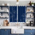 thumbnail image 2 of Navy Blue Flowers Kitchen Curtains Window Panels, Rustic Abstract Floral Simple Art Insulated Window Treatment Curtain, Grommet Curtains for Bedroom/Living Room/Bathroom, 2 Piece 52"Wx84"L, 2 of 8
