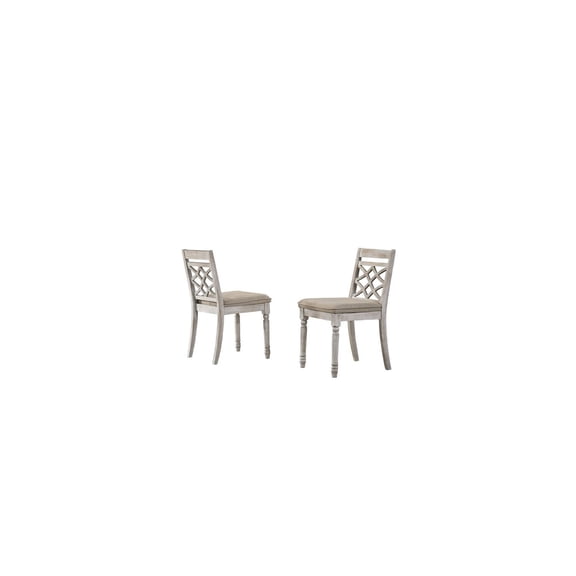 Cross Back Dining Chairs - Set of 2 - White Distressed Finish - Padded Seats - Ergonomic Design