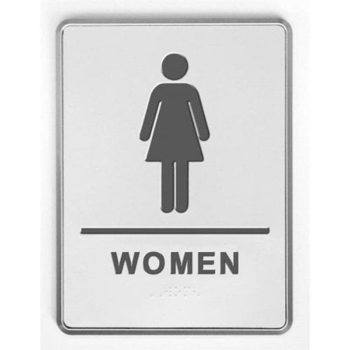 M&T Displays Aluminum Panel Braille Bathroom Restroom Sign 6x6 Men/Woman 