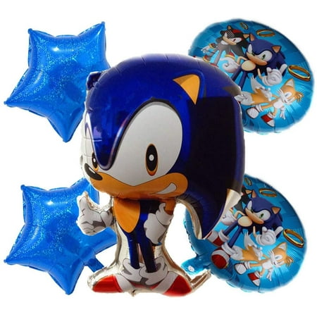 Sonic The Hedgehog Party Supplies,5 pcs Party Balloons for Sonic The Hedgehog Theme Kids Boys Girls Shower Birhtday Party Decorations