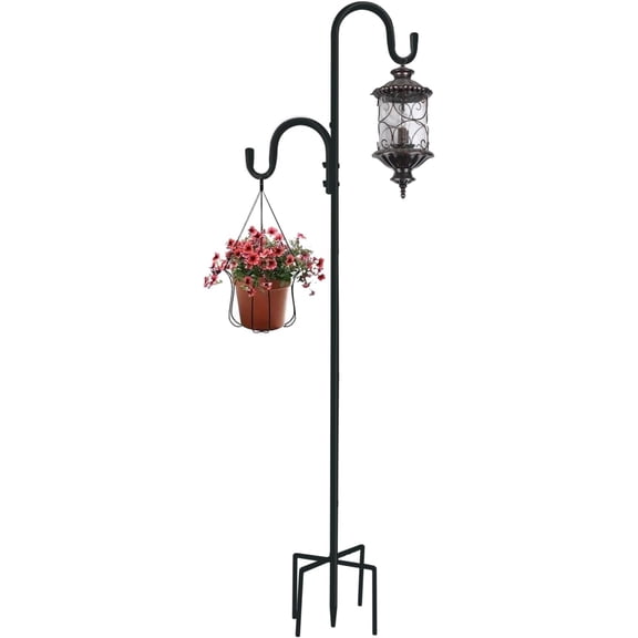 78 Inch Double Shepherds Hooks for Outdoor Bird Feeder,Adjustable 78/62/46/30 Inch,3/4 Inch Width Garden Shepards Hook