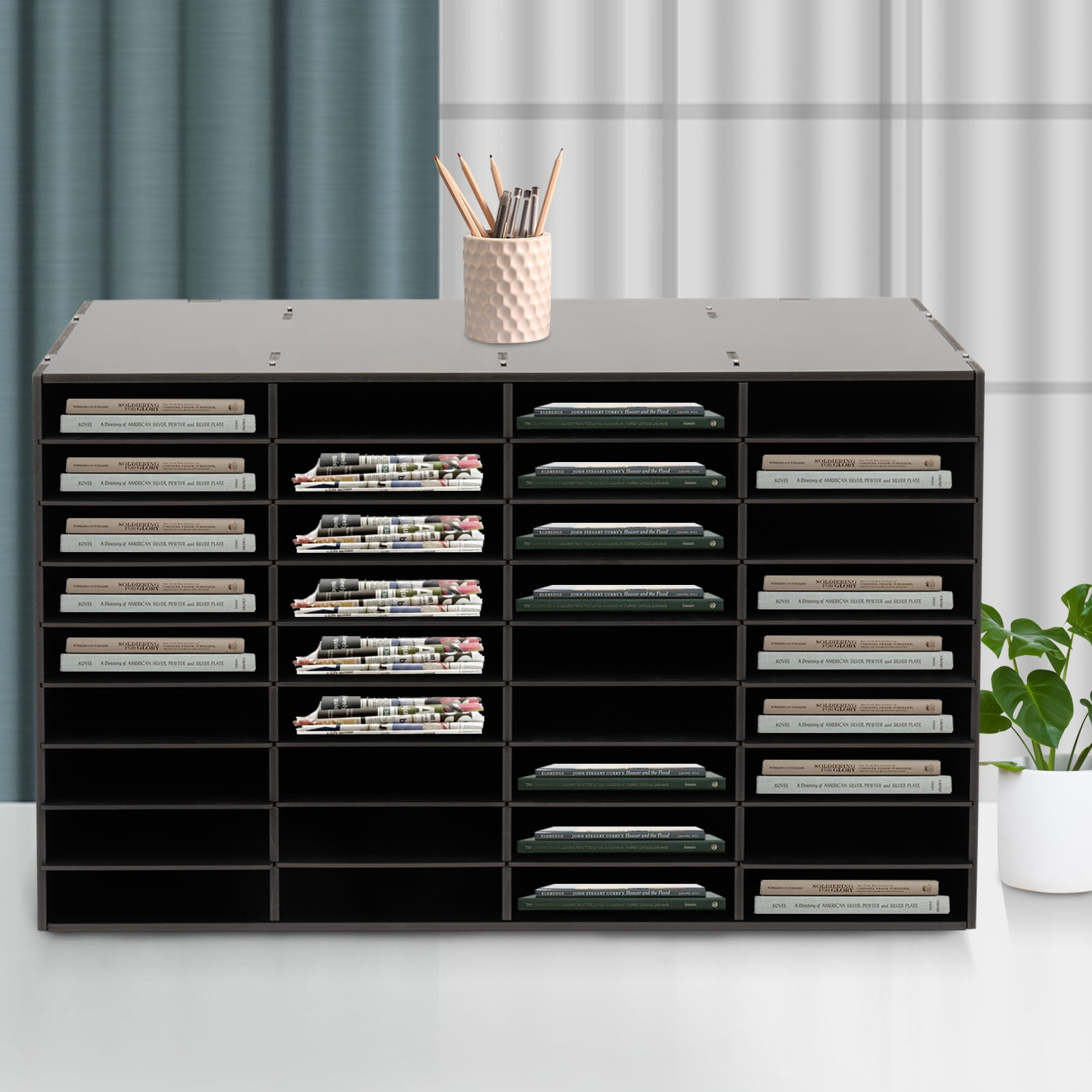 Fichiouy Desk Paper Organzier Paper Organizer Storage Office Paper Shelves Letter Tray File Sorter with Shelves for Home Office 36 Slots