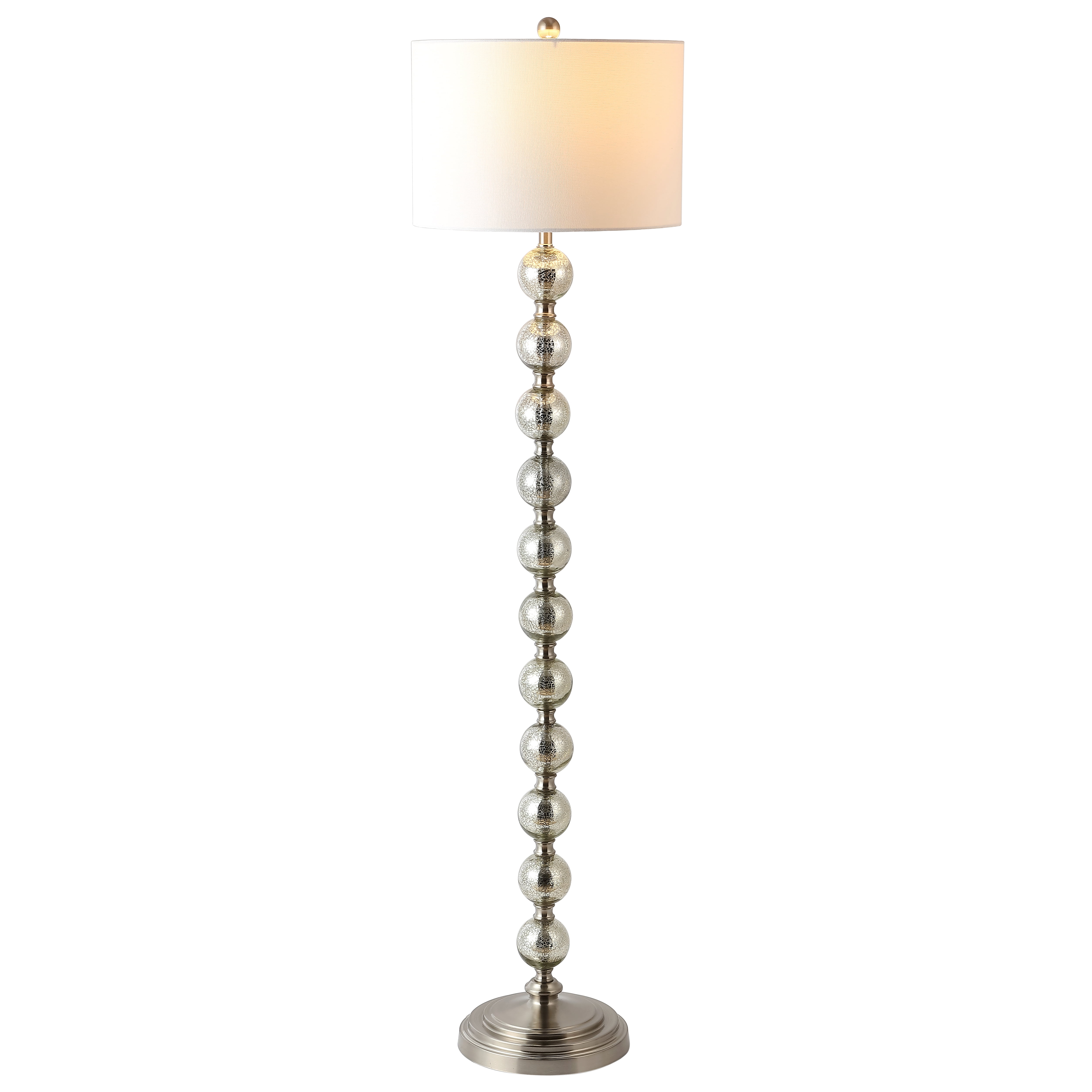 SAFAVIEH Cace 60 in. H Beaded Glam Floor Lamp, Nickel/Ivory