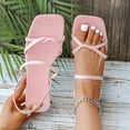 thumbnail image 2 of Bibifish Womens Flat Slide Minimalist Crisscross Thin Strap Ladies Sandals Summer Sleek Street Everyday Casual Outdoor Walking Sandals, 2 of 9