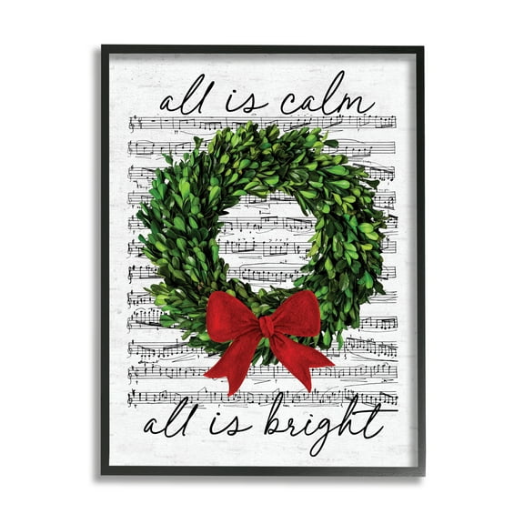 Stupell Industries All is Bright Holiday Music Holiday Painting Black Framed Art Print Wall Art, 11 x 14