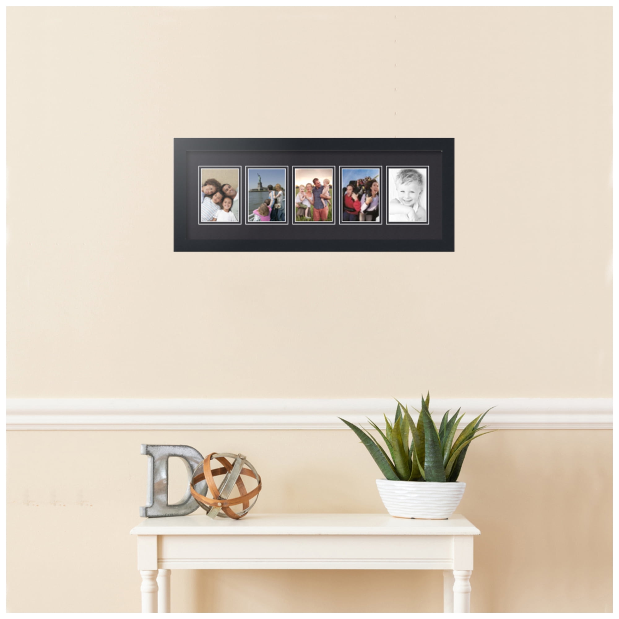 ArtToFrames Collage Photo Picture Frame with 5 - 3.5x5 Openings, Framed in Black with Black and Black Mats (CDM-3926-115)