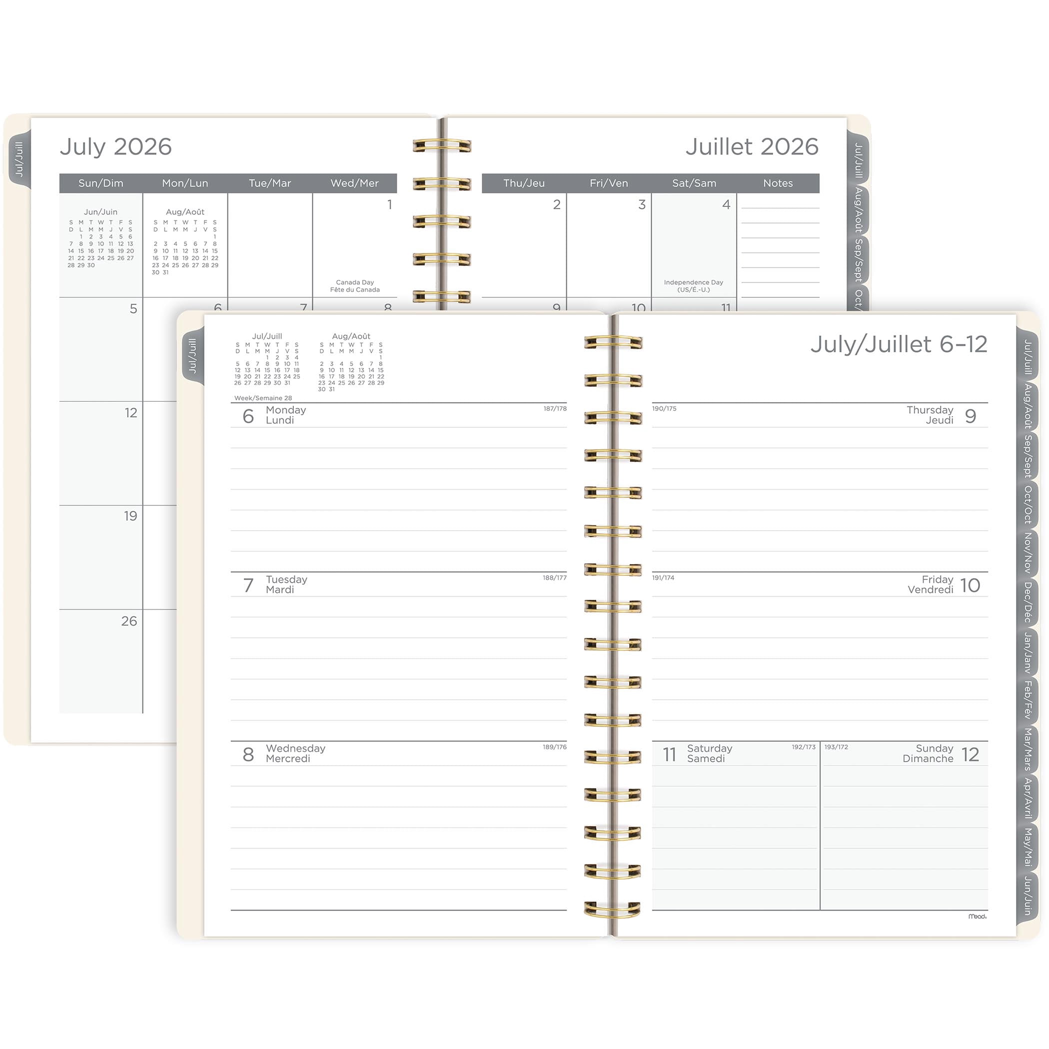 2026-2027 Mead Coloured Hearts Small Weekly and Monthly Academic Year Planner