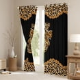 thumbnail image 3 of Erosebridal Wild Leopard Print Black Out Curtains,Cheetah Bows Theme First Letter J Kids Curtains Pack of 2 (42x63 Each) For Girly, 3 of 7