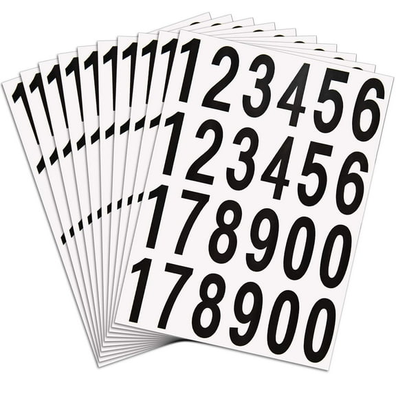 240 Pieces 10 Sheets Numbers Stickers Mailbox Numbers Self Adhesive Vinyl Numbers for Residence (2 Inch, Black on White)