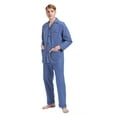 thumbnail image 4 of GLOBAL Men's Pajamas Sets 100% Cotton Flannel Sleepwear Long-Sleeve Top & Bottom Loungewear Navy Blue Lattice XXL, 4 of 6