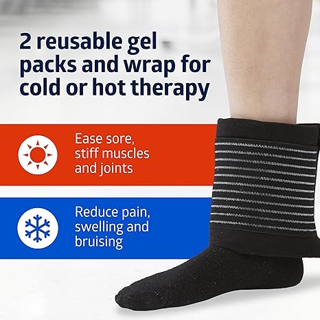 Medline Accu-Therm Gel Wrap Pack, Set of 2 for Ankle, Form Fitting Wrap for Direct Contact