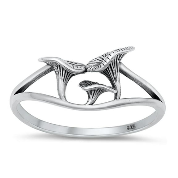 High Polished Mushroom Ring .925 Oxidized Sterling Silver Band Jewelry Female Male Unisex Size 10