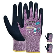 Work Gloves for Women,Pack of 3,KAYGO KGE19L,Rubber Gloves Eco Friendly Women Gloves with Breathable, Good Grip, Latex Sandy Coated