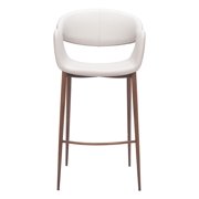 Limay Barstool Beige & Walnut Barstool, Modern Style, Plush and durable faux leather fabric, Steel, Indoor Bar