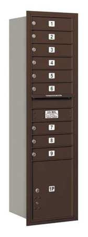4C Horizontal Mailbox - Maximum Height Unit - Single Column - 9 MB1 Doors / 1 PL - Bronze - Rear Loading - Private Access