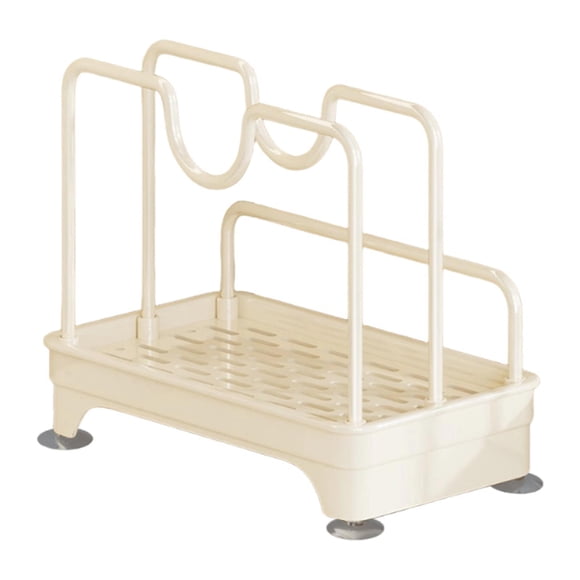 Lipstore Pot Lid Organizer Pot Lid Rack for Pots and Pans Cookie Sheets Baking Sheets beige