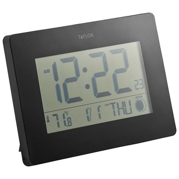 Taylor Wireless Digital Atomic Wall Clock with Indoor Temperature 