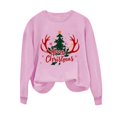thumbnail image 4 of asdoklhq Christmas Women Sweatshirt Women's Round Neck Christmas Printed Sweatshirt Long Sleeved Top Sweatshirt Pink S, 4 of 6
