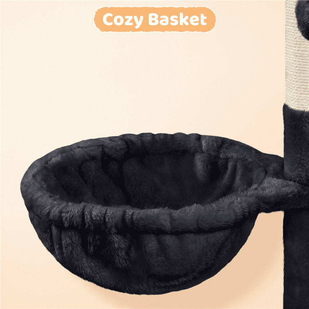 Yaheetech 34" Height Plush Cover Cat Tree with Condo and Sisal Ropes Posts, Black
