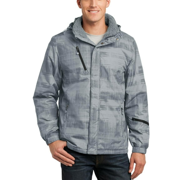 JustBlanks Mens Brushstroke Print Insulated Polyester Jacket with Fleece Lining Full Zip Water Resistant