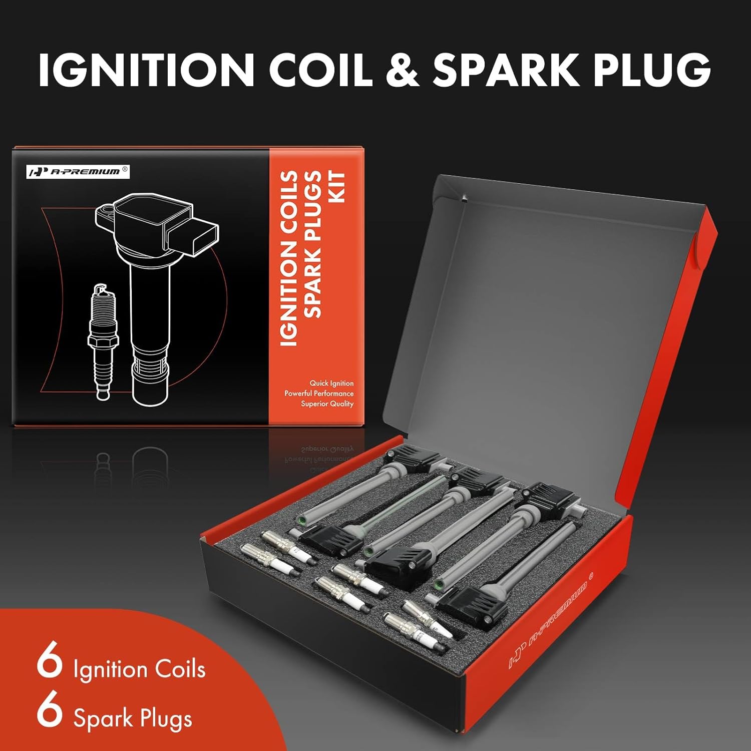A-Premium Set of 12 Ignition Coil Pack and Iridium Spark Plugs Compatible with Ford F-150 2015-2017, Fusion 2017-2019, Edge 2015-2018 & Lincoln MKZ 2017-2020, MKX 2016-2018, Continental 2017-2020