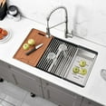 thumbnail image 3 of Bokaiya 33x19 Undermount Double Bowl Kitchen Sink Workstation 16G Deep Stainless Steel Kitchen Sinks with Cutting Board, 3 of 10