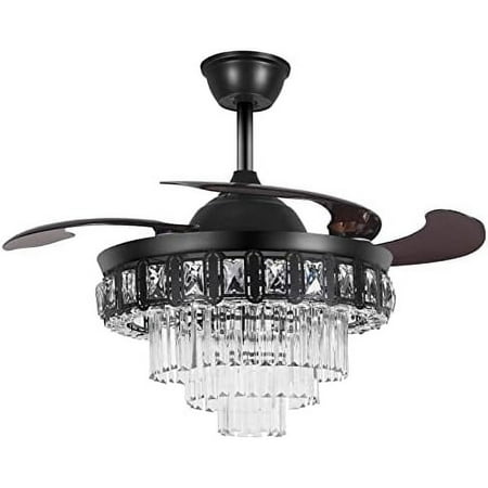 

GVJMTKP Million 42 Retro Black Ceiling Fan with Light Industrial Chandelier with Retractable Blades Remote Control 6 Speed Reversible Fandelier for Farmhouse Living Room Bedroom