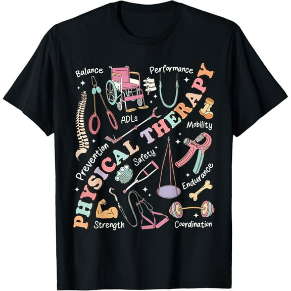 Retro Groovy Physical Therapy PT Exercise DPT Therapist PTA T-Shirtmen and women can wear, black, white, gifts.S,M,L,XL,2XL,3XL,2212XL