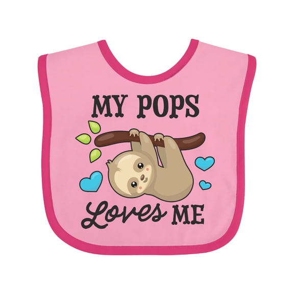 Inktastic My Pops Loves Me with Sloth and Hearts Boys or Girls Baby Bib