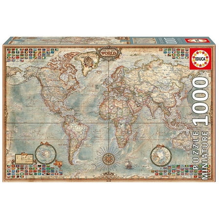 Educa Political Map Of The World (Mini) 1000 Piece History & Geography Miniature Jigsaw Puzzle
