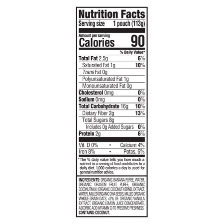HAPPY TOT, STAGE 4 BABY FOOD, BANANAS & DRAGONFRUIT, 4 OZ POUCH