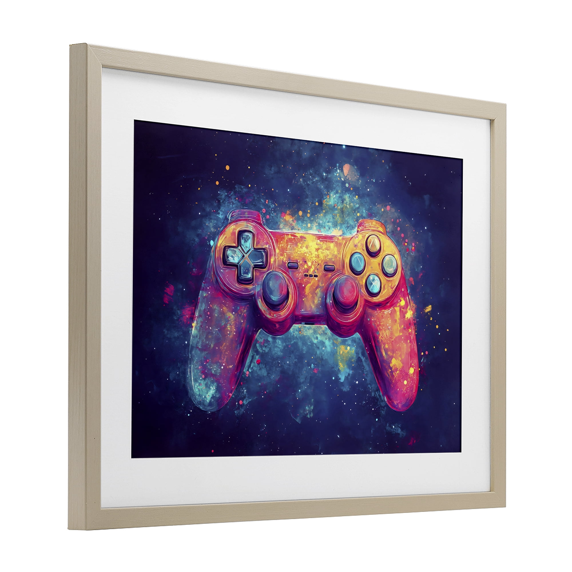 Stupell Industries Futuristic Cosmic Game Controller Birch Framed Print Under Glass, design by Creative Studio