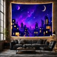 thumbnail image 6 of Moon Stars Fantastical with Cityscape Night Lower Portion, Mystical Fantasy for Space Lovers, Galaxy Room Decor, Graduation Gift, Tapestry Wall Hanging for Bedroom and Dorm, 6 of 7
