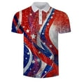 thumbnail image 3 of 4th of July Male Summer Independence Day Theme Printed Button Shirt Turn Down Short Sleeve Tops Shirt American Flag Pants Women, 3 of 5