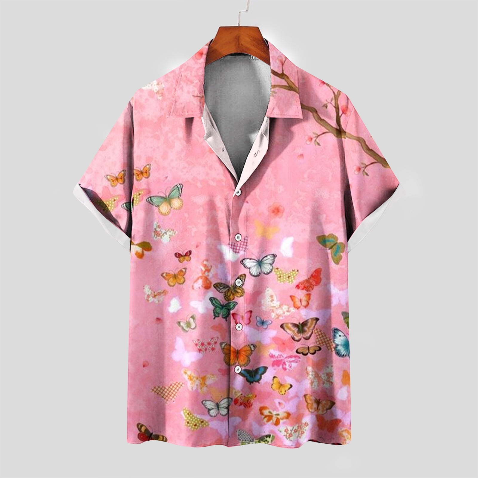 Fashion New Arrivals,POROPL Plus Size Summer Hawaiian Beach Print Turndown Tshirts Shirts for