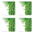 thumbnail image 1 of Bamboo Coaster Set of 4, Modern Image of Fresh Bamboo Stems Leaves with Colors Exotic Nature Themed Print, Square Hardboard Gloss Coasters, Standard Size, Green White, by Ambesonne, 1 of 2