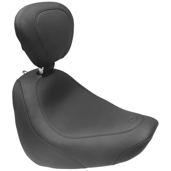 Mustang 79336 Wide Tripper Solo Seat with Driver Backrest - Smooth - Black