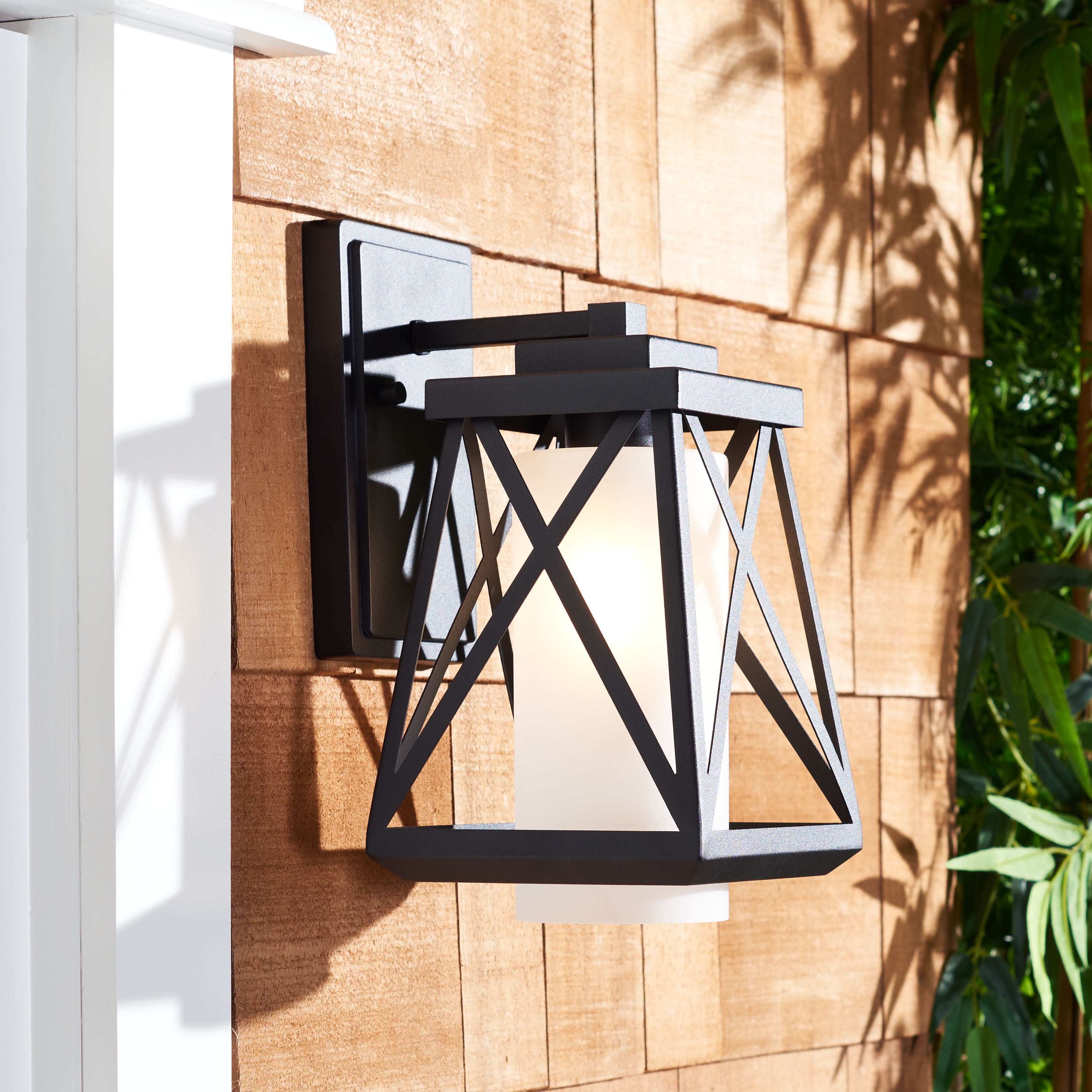 SAFAVIEH Braith 2-Light A19 Black Steel Wall Sconce with Black Shade, Set of 2