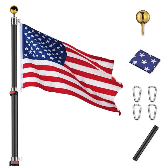 American Aluminum Telescopic Flag Pole Set 25', Black